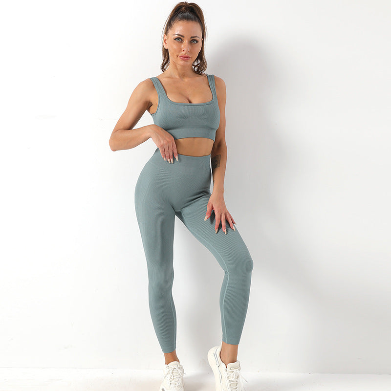 2 pièces fil Yoga costume sans couture soutien-gorge et bout à bout taille haute Leggings ensemble pour femmes sport Fitness Yoga pantalon vêtements de sport tenues vêtements