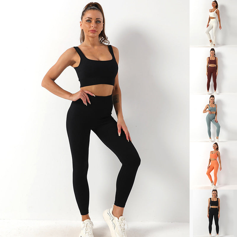 2 pièces fil Yoga costume sans couture soutien-gorge et bout à bout taille haute Leggings ensemble pour femmes sport Fitness Yoga pantalon vêtements de sport tenues vêtements