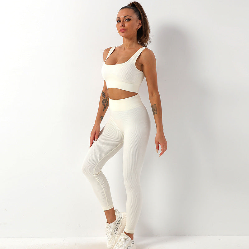 2 pièces fil Yoga costume sans couture soutien-gorge et bout à bout taille haute Leggings ensemble pour femmes sport Fitness Yoga pantalon vêtements de sport tenues vêtements