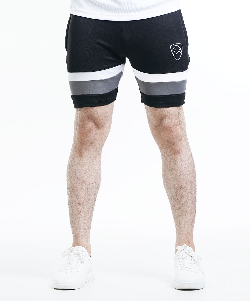 Buy BLACK SHORTS WITH WHITE AND GREY PANELS