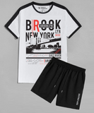 Buy WHITE BROOKLYN TEE AND SHORTS SUMMER TRACKSUIT