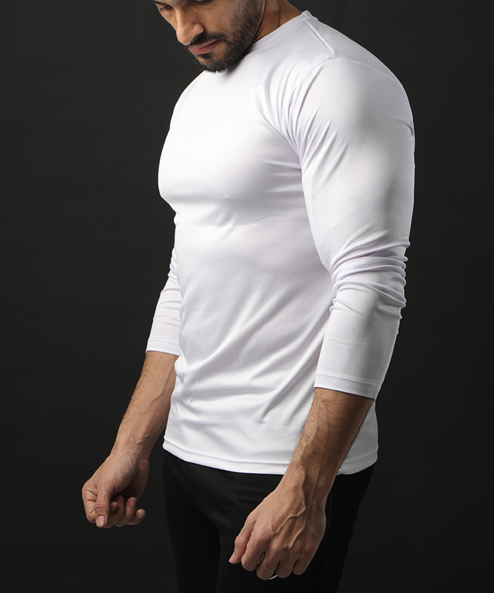 Buy WHITE FULL SLEEVE PERFORMANCE WITH BLACK PANEL