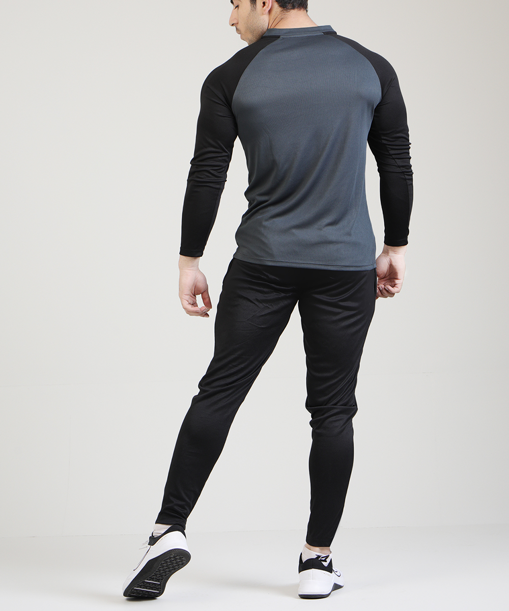 CHARCOAL AND BLACK REGLAN SUMMER TRACKSUIT