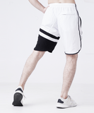 Buy WHITE AND BLACK PANEL FITNESS STAGE SHORTS