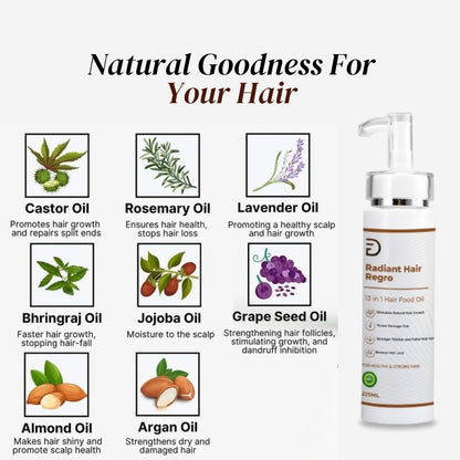 Radiant & Regro Herbal Hair Food Oil – Nature’s Secret for Healthy, Lush Hair!