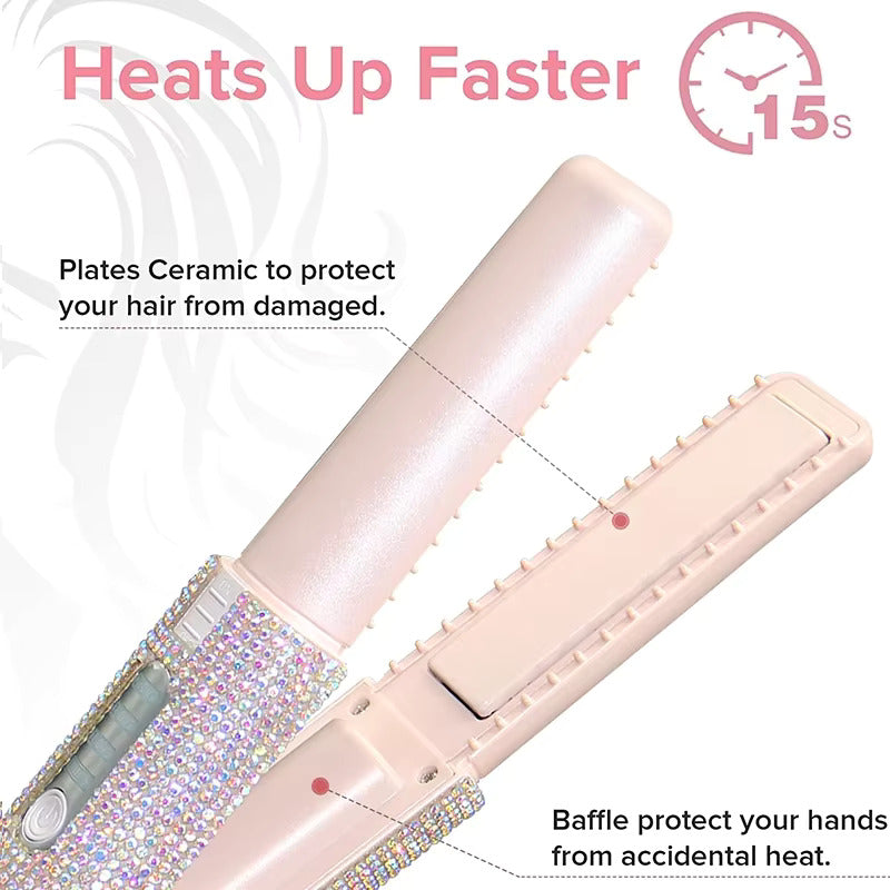 2 in 1 Portable Diamond Silk Straightener